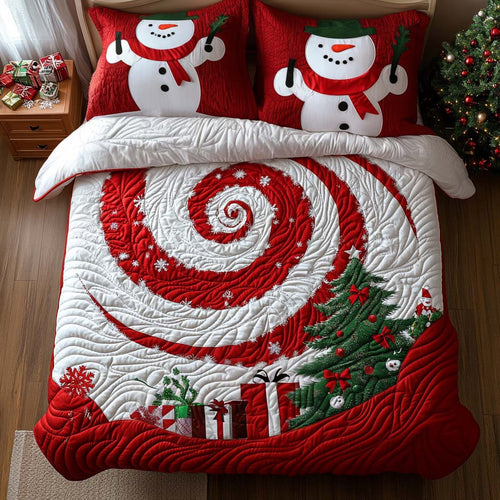 Holiday Spiral 3-Piece Quilted Bedding Set NCU0PT9497