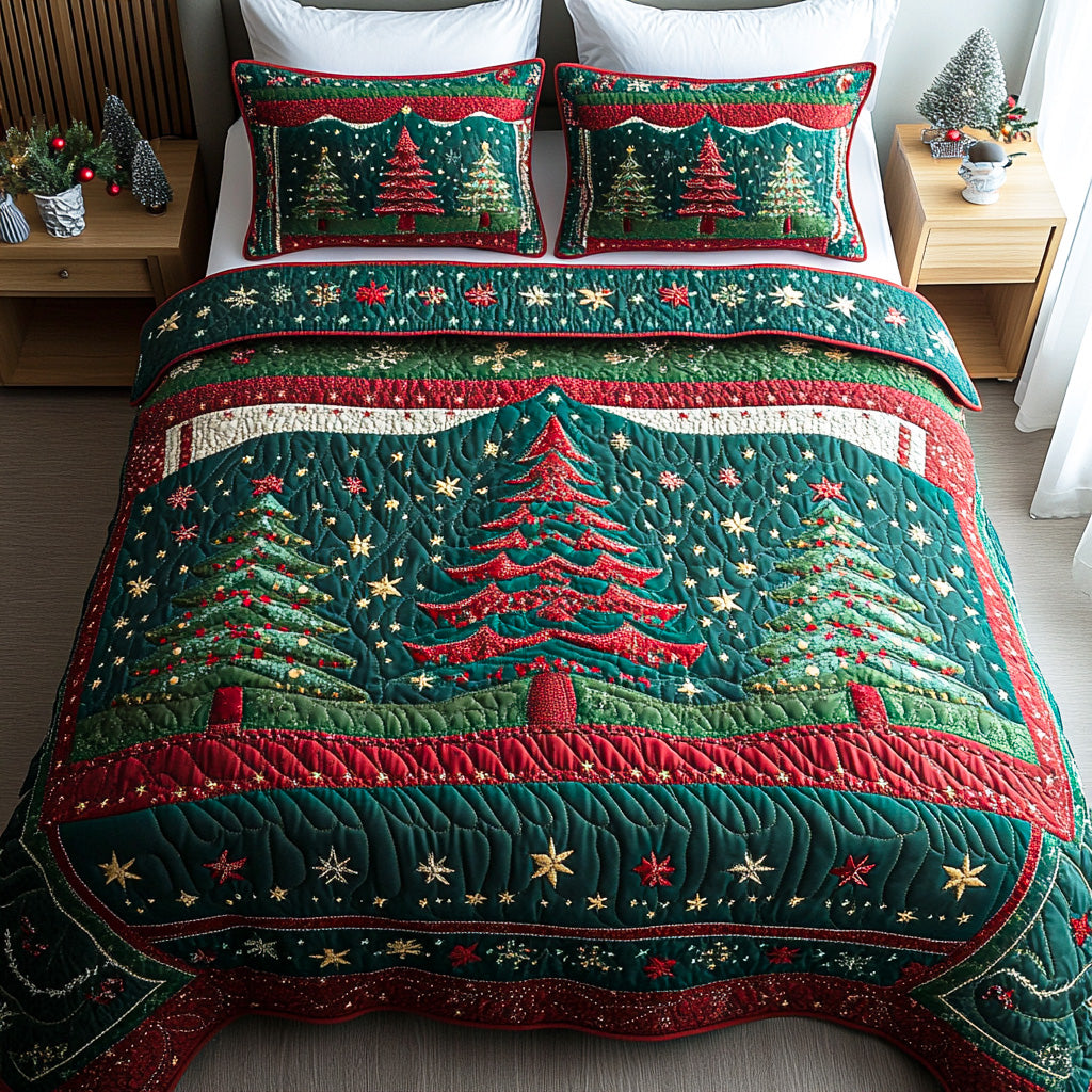 Holiday Spruce 3-Piece Quilted Bedding Set NCU0TD1972