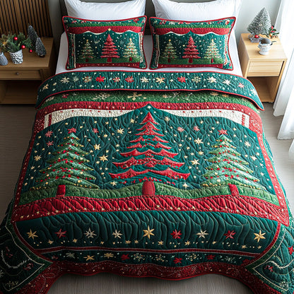 Holiday Spruce 3-Piece Quilted Bedding Set NCU0TD1972