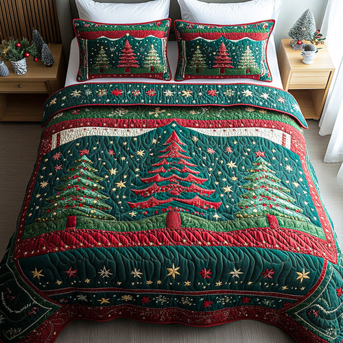 Holiday Spruce 3-Piece Quilted Bedding Set NCU0TD1972