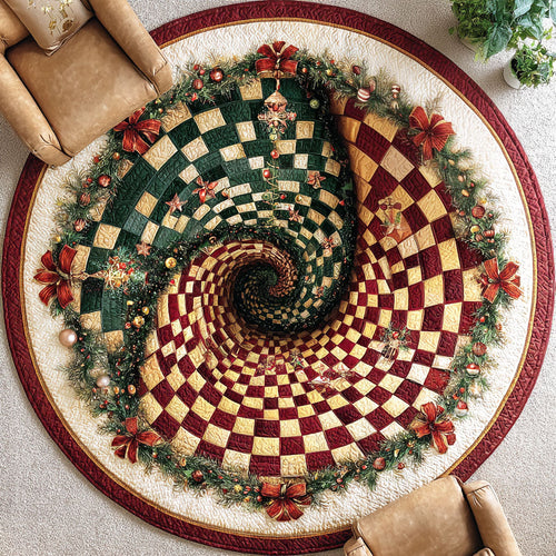 Holiday Spruce Quilted Round Mat NCU0TD347