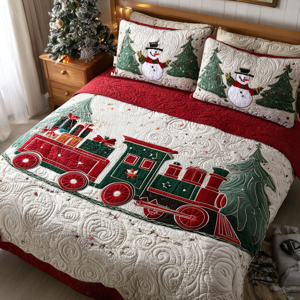 Holiday Tracks 3-Piece Quilted Bedding Set NCU0PT9758