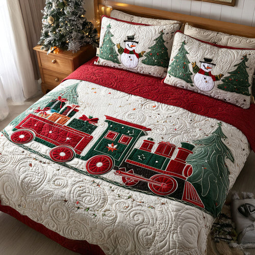 Holiday Tracks 3-Piece Quilted Bedding Set NCU0PT9758