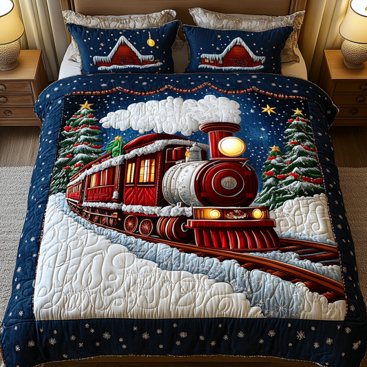 Holiday Tracks 3-Piece Quilted Bedding Set NCU0VH568