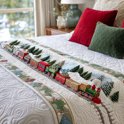 Holiday Train Quilted Bed Runner NCU0NT9893