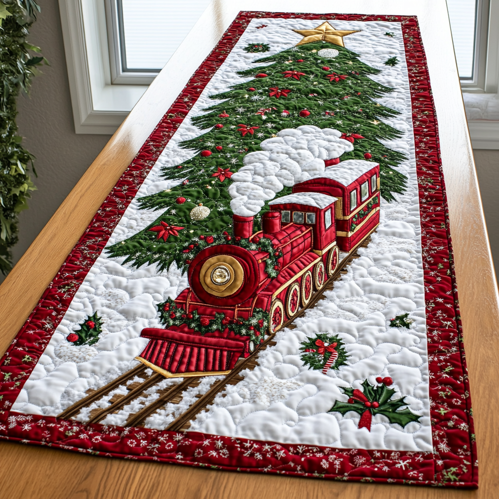 Holiday Train Quilted Table Runner NCU0DK10040