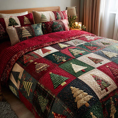 Holiday Tree 3-Piece Quilted Bedding Set NCU0NT11139