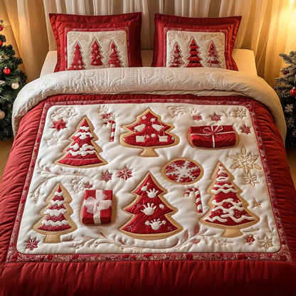 Holiday Tree Magic 3-Piece Quilted Bedding Set NCU0NT2177