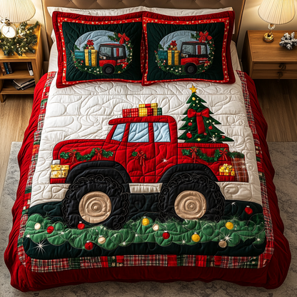 Holiday Truck 3-Piece Quilted Bedding Set NCU0TL2245