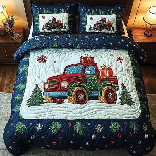 Holiday Trucking Adventure 3-Piece Quilted Bedding Set NCU0TL2246