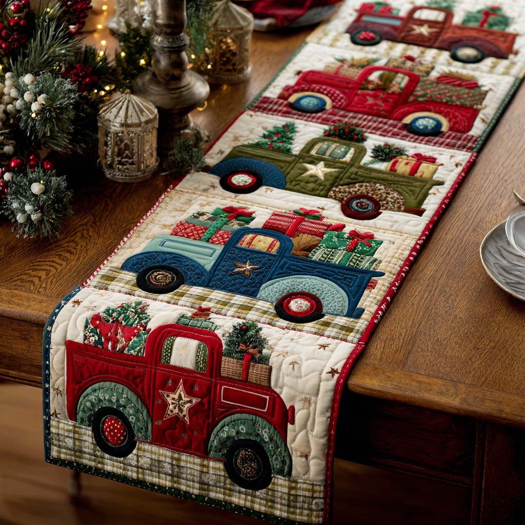 Holiday Trucks Quilted Table Runner NCU0NT10290