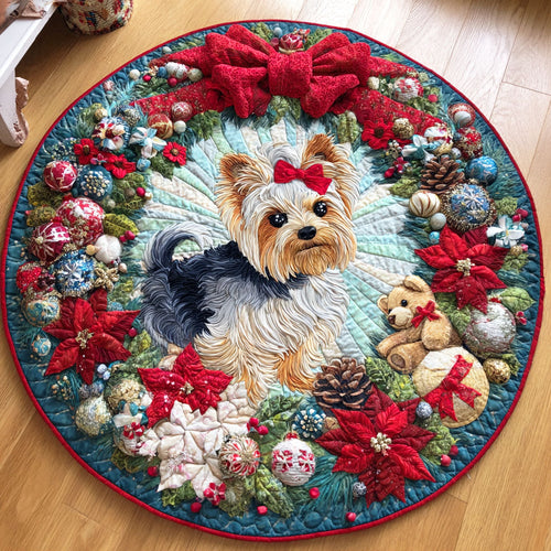 Holiday Yorkie Quilted Round Mat NCU0TD860