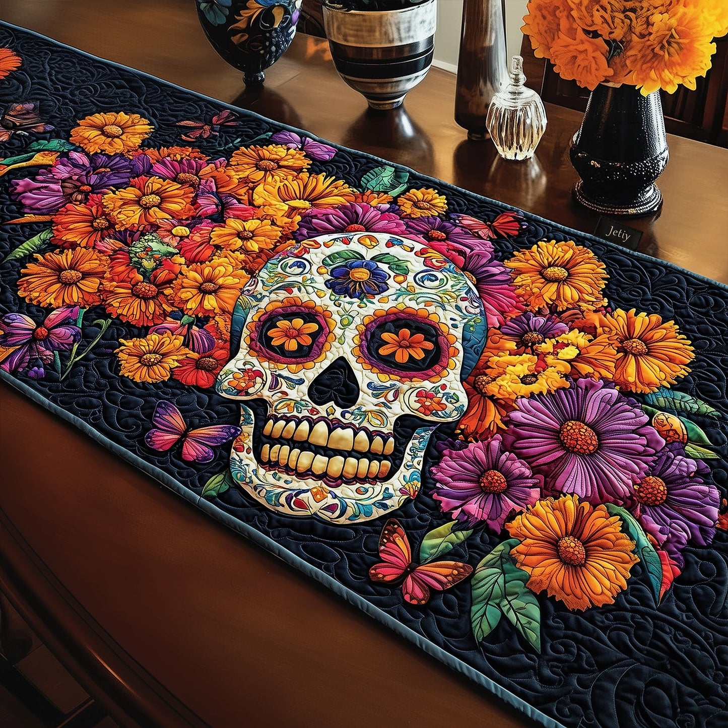 Holiday of the Dead Quilted Table Runner NCU0PT2101