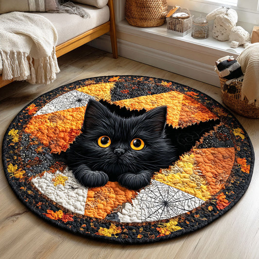 Hollow Cat Rise Quilted Round Mat NCU0TD743