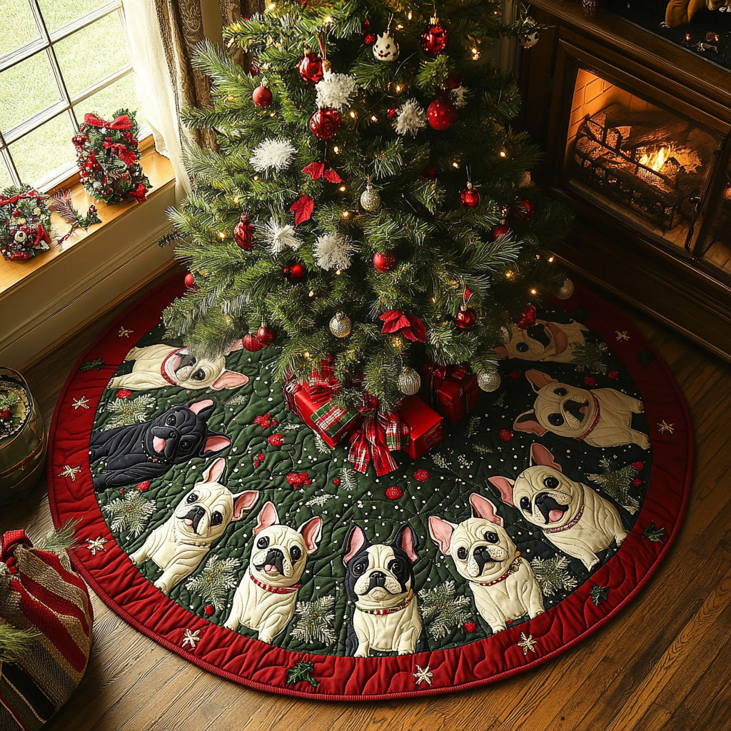 French Bulldog Quilted Christmas Tree Skirt NCU0VT274