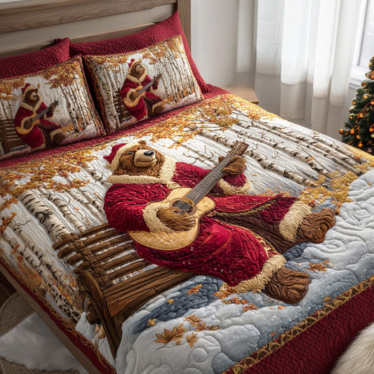 Holly Berry Bear 3-Piece Quilted Bedding Set NCU0TD1536