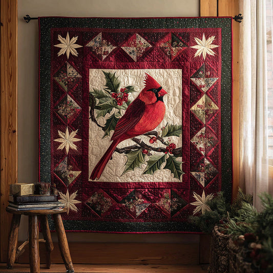 Holly Cardinal Scene Quilted Blanket NCU0HH082
