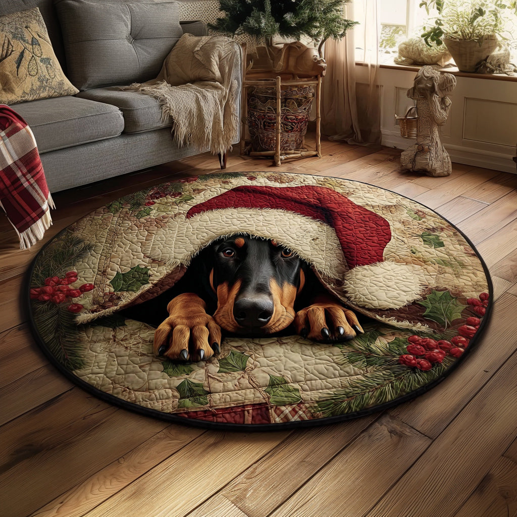Holly Doberman Peak Quilted Round Mat NCU0HH1322