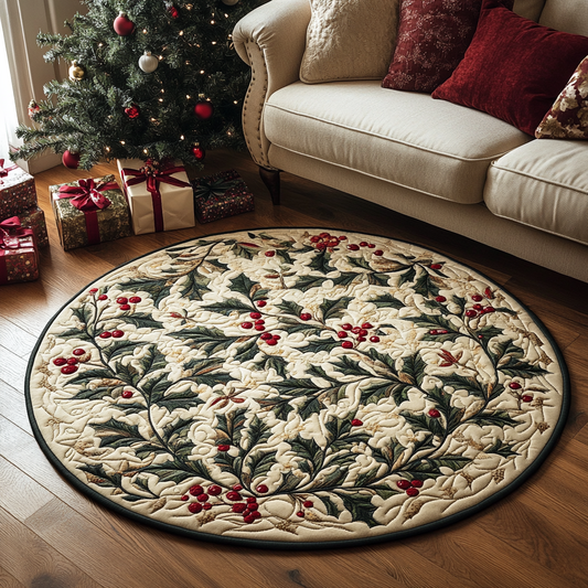 Holly Glow Quilted Round Mat NCU0DK10072