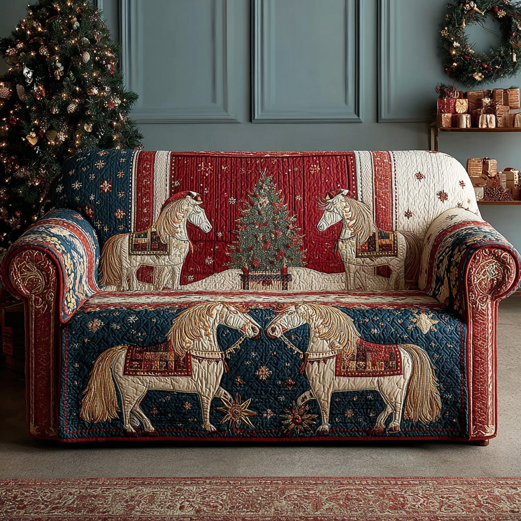 Holly Horses Quilted Sofa Cover NCU0TD1995