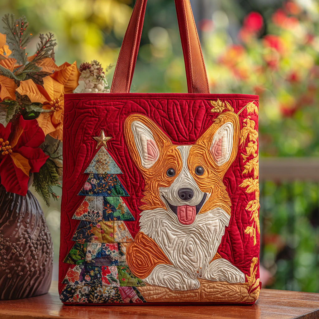 Holly Jolly Corgi Quilted Tote Bag NCU0PT9236
