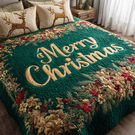 Holly Jolly Forest 3-Piece Quilted Bedding Set NCU0NT11157