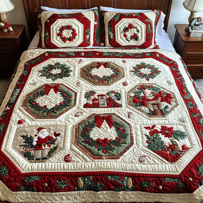 Holly Jolly Haven 3-Piece Quilted Bedding Set NCU0PT2509