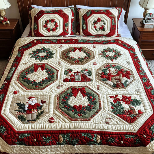 Holly Jolly Haven 3-Piece Quilted Bedding Set NCU0PT2509