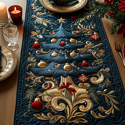 Holly Jolly Pine Quilted Table Runner NCU0DV1875