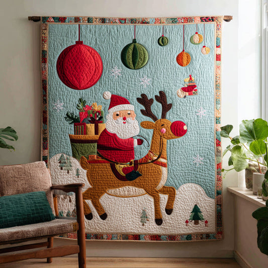 Holly Jolly Santa Claus Quilted Blanket NCU0HH247