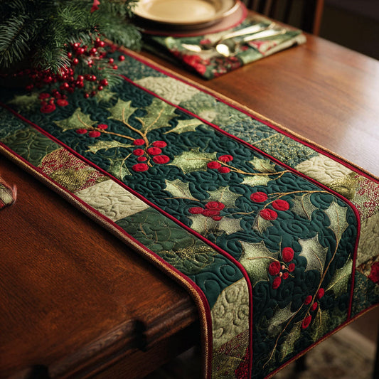 Holly Night Quilted Table Runner NCU0TV222