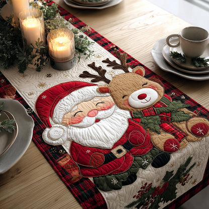 Holly Reindeer Joy Quilted Table Runner NCU0TH3417