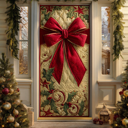 Holly Ribbon Charm Quilted Door Cover NCU0TD1632