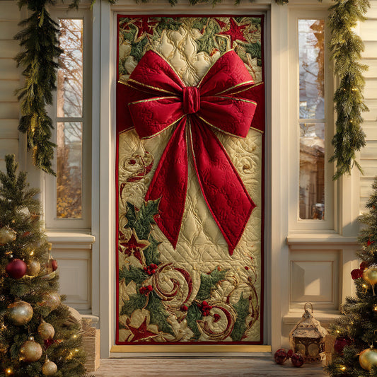Holly Ribbon Charm Quilted Door Cover NCU0TD1632