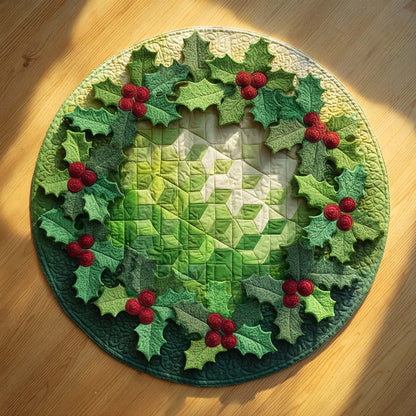 Holly Ring Quilted Round Mat NCU0XD582