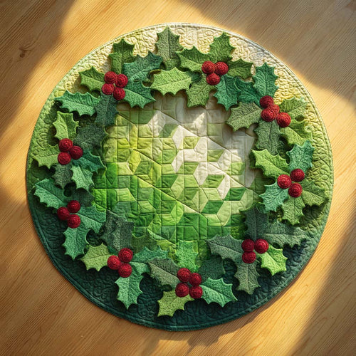 Holly Ring Quilted Round Mat NCU0XD582