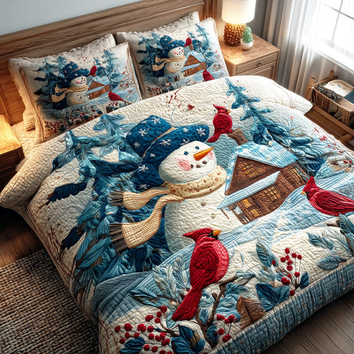 Holly Snowlight Town 3-Piece Quilted Bedding Set NCU0TD1554