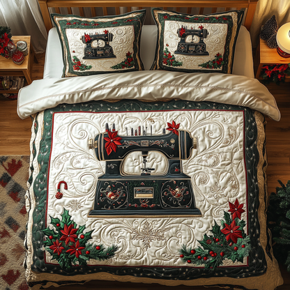 Holly Stitch 3-Piece Quilted Bedding Set NCU0TL2125