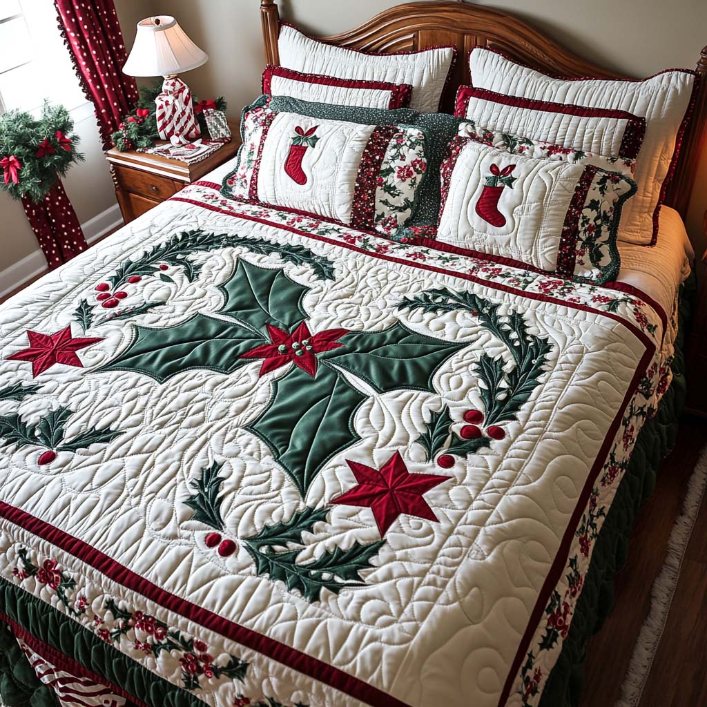 Christmas 3-Piece Quilted Bedding Set NCU0VT261