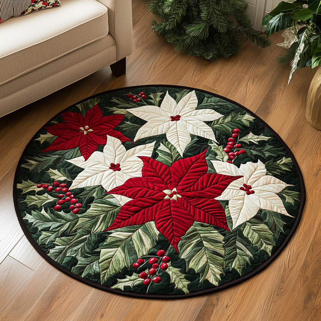 Holly Whisper Quilted Round Mat NCU0DK10717