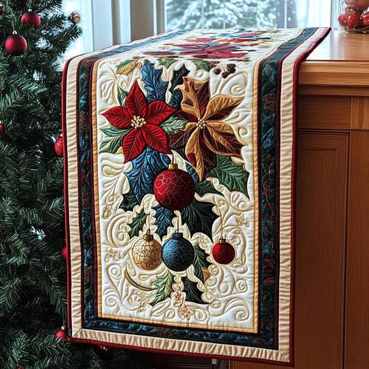 Holly and Cheer Quilted Table Runner NCU0PT2285