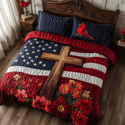 Holy Cross 3-Piece Quilted Bedding Set NCU0DK8156
