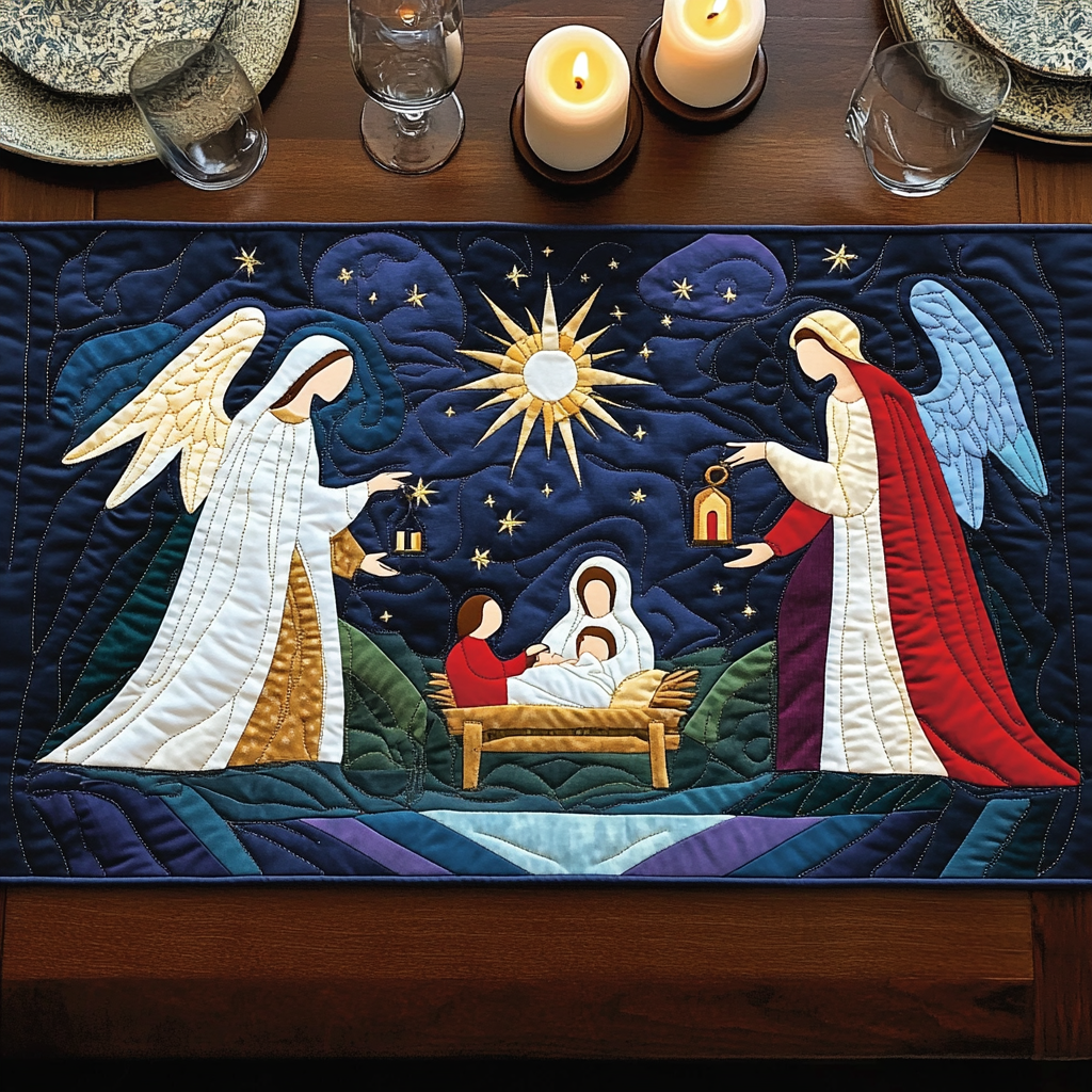 Quiet Faith Quilted Table Runner NCU0NNT3073