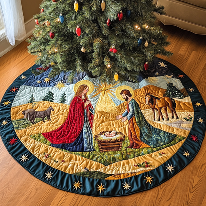 Nativity Christmas Quilted Tree Skirt NCU0VT315