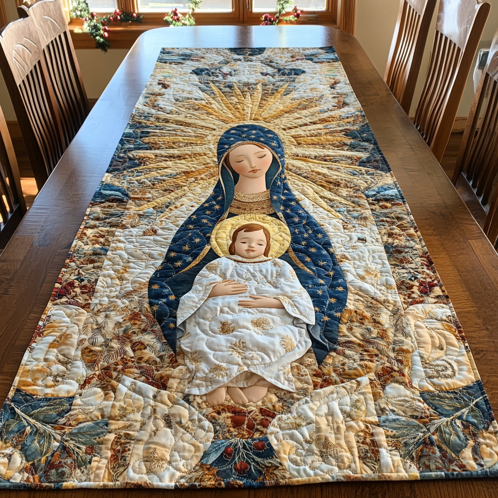 Holy Mother Serenity Quilted Table Runner NCU0DK1669