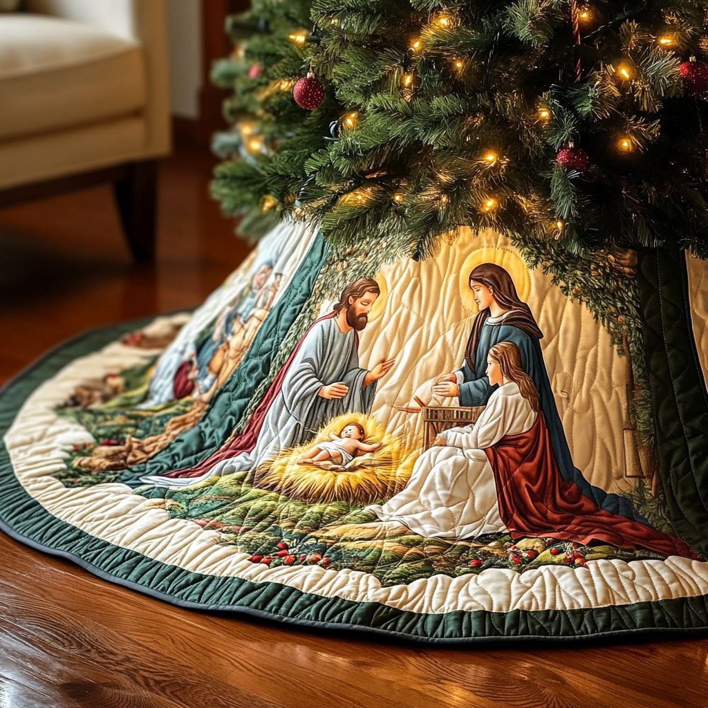 Holy Night Christmas Quilted Tree Skirt NCU0VH302