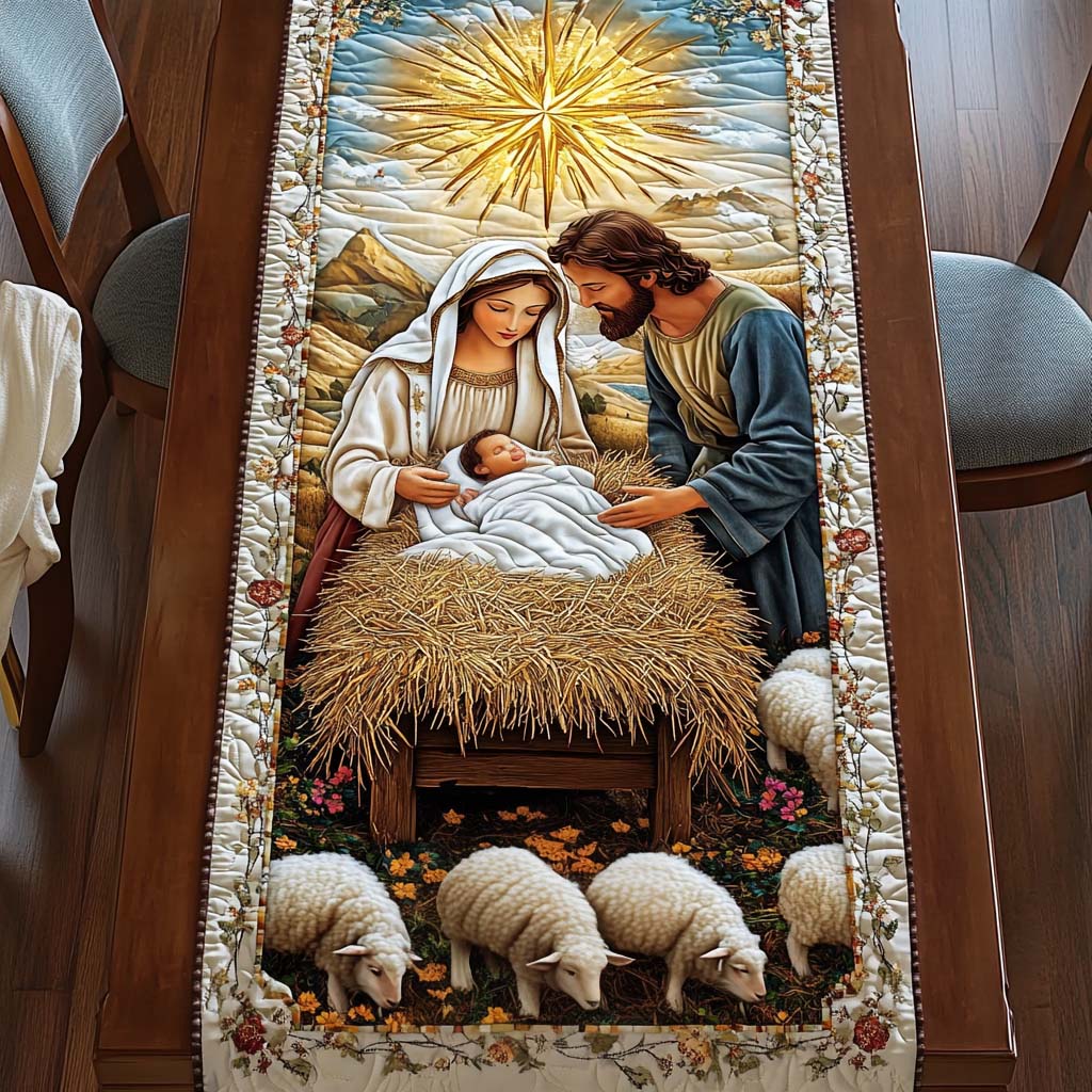 Holy Night Peace Quilted Table Runner NCU0NT9834