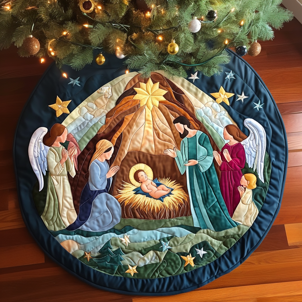 Santa and Krampus Quilted Round Mat GFTOMA7288 main image 0