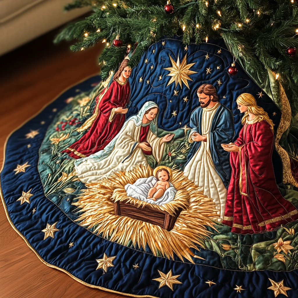Holy Night Skirt Christmas Quilted Tree Skirt NCU0VH105