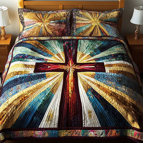 Holy Radiance 3-Piece Quilted Bedding Set NCU0VH1897